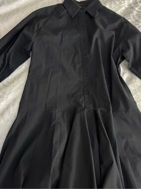 Classic Black Button-Front Shirt Dress